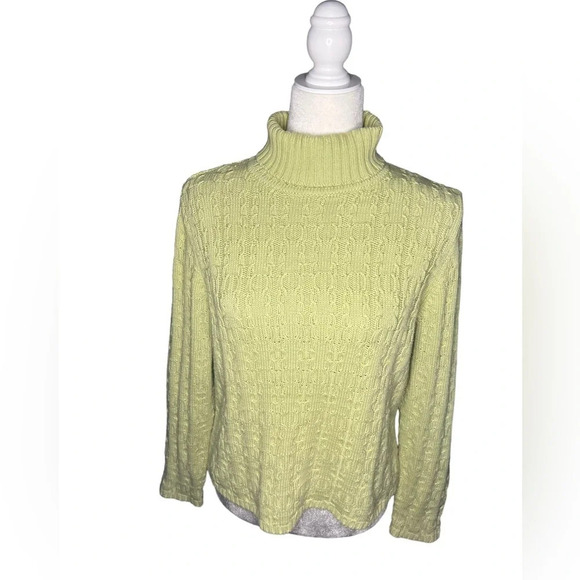 Vintage Y2K 100% Cotton Green Turtleneck LP - Picture 1 of 4